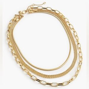 NWT J Crew Factory Multichain layered necklace in rich gold